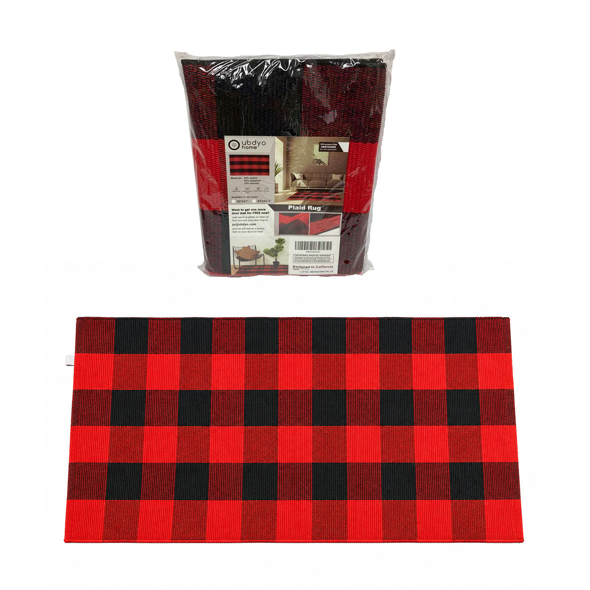 23 Inch X 51 Inch Plaid Rug Checkered - M RUG2351