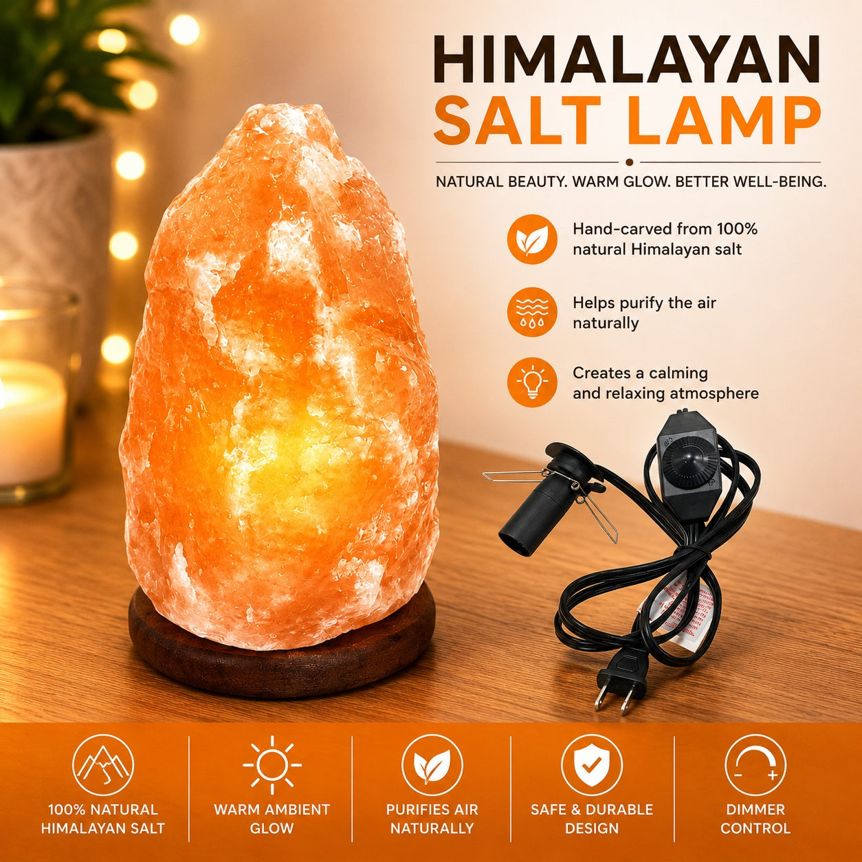 Himalayan Salt Lamp natural Shape 8 lbs - MSL7