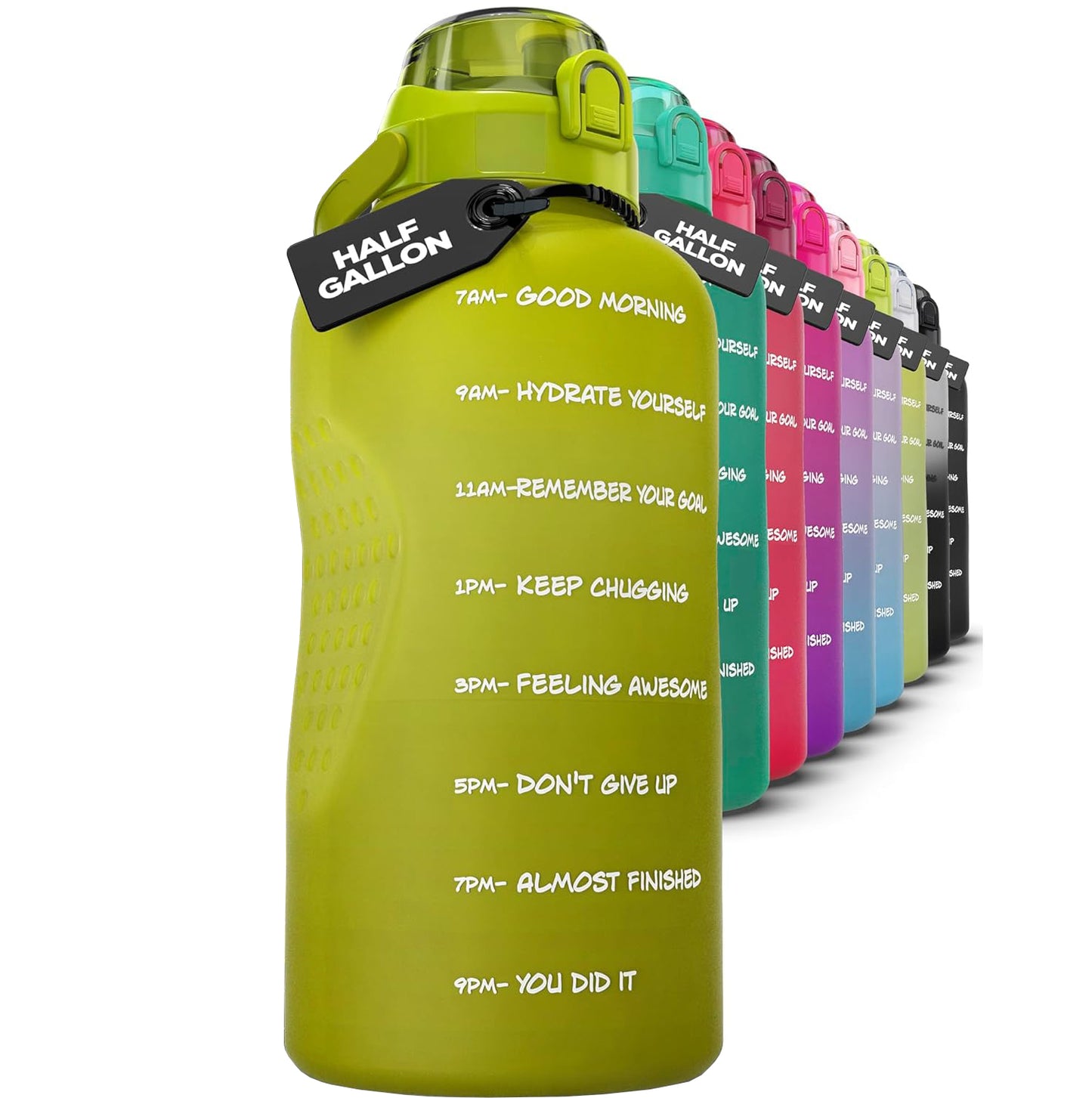 Motivational Water Bottle With Straw 2 Liters (64 Oz) - MSWM