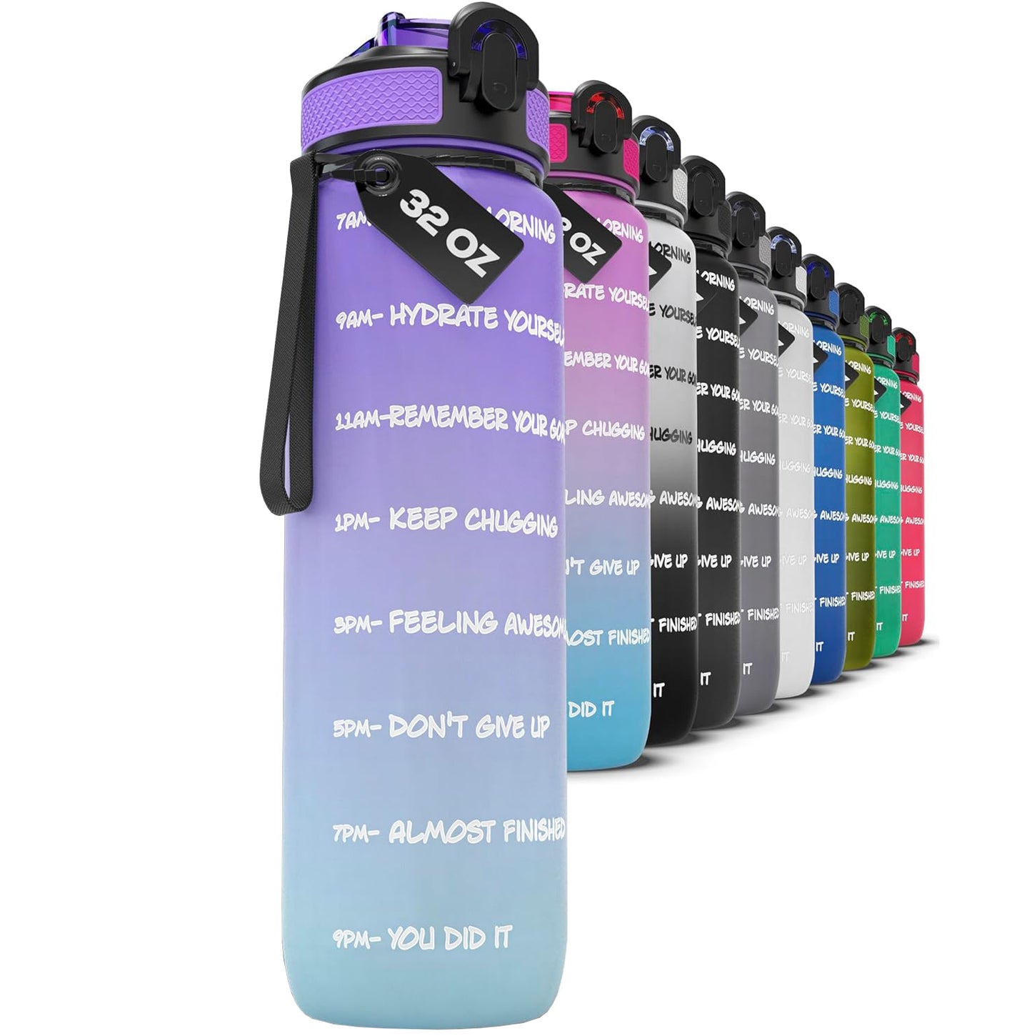 Motivational Water Bottle 1 Liter (32 Oz) - MSWS