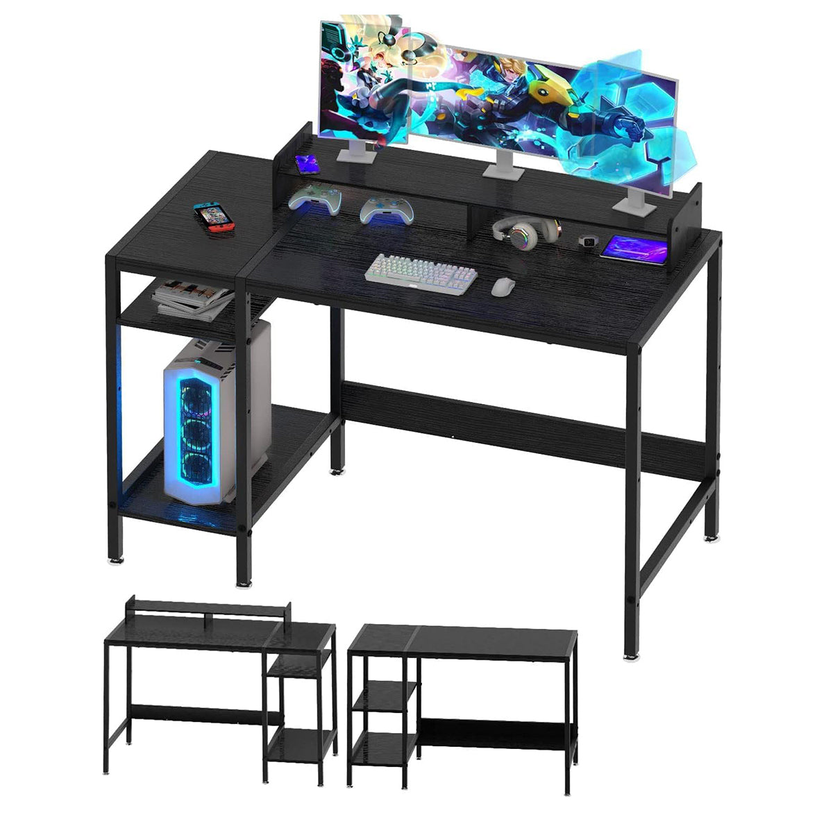 MINOSYS 47 Inches Office Desktop With Storage annd Monitor Stand - MTABLE47