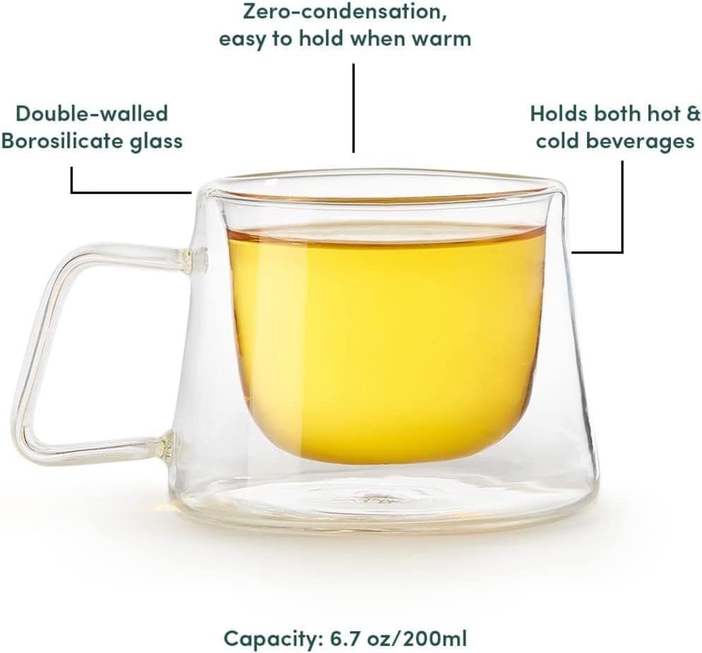 2 SETS 200 ML Double Layer Drinking Cup With Stirrer Spoon - MUG200