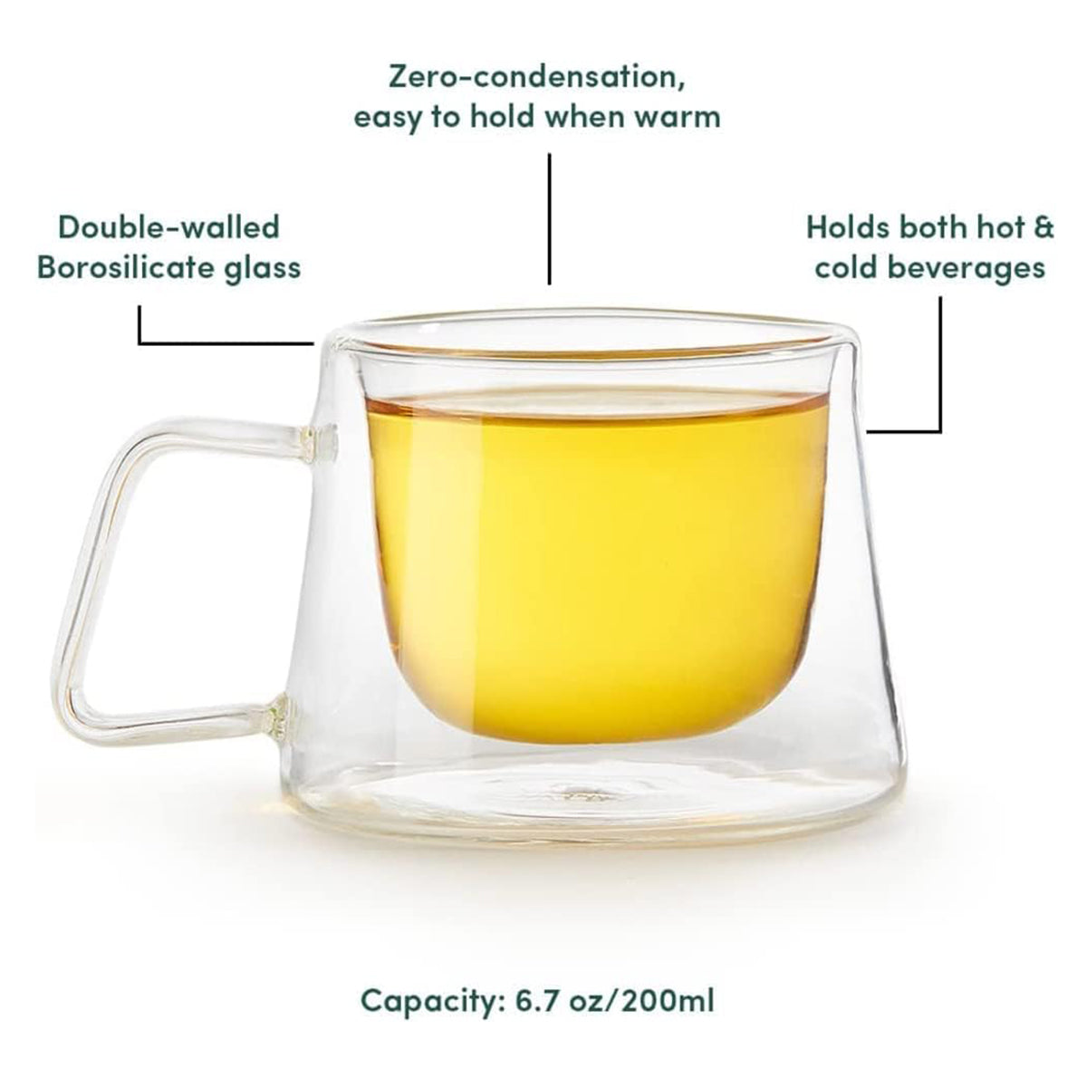 2 Pack 200 ML Double Layer Drinking Cup With Stirrer Spoon - MUG200
