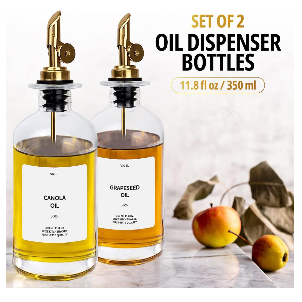 2 PC Set Vigel Premium Oil Dispenser 350 ML - M VGOIL350