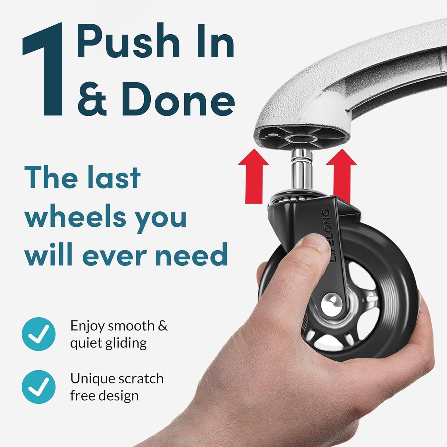 5 Pc Set 3 Inches Office Chair Wheels Replacement Rubber Chair Casters - MWHEEL5