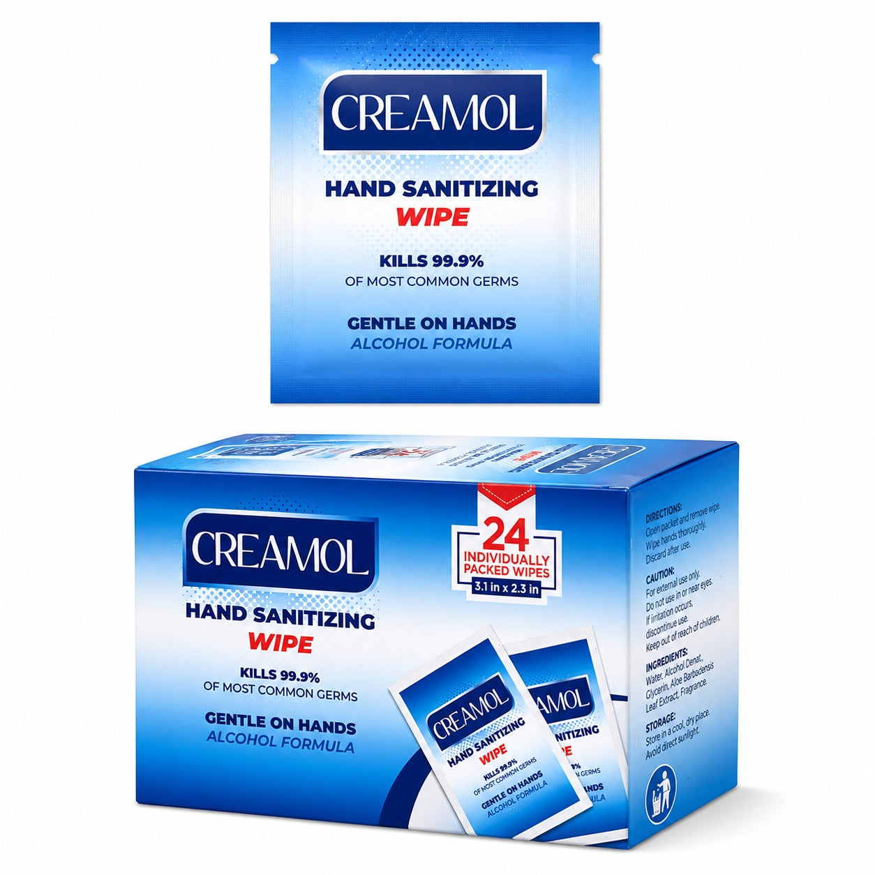 24 Pack Hand Sanitizer Creamol Brand - MWIPES24PK