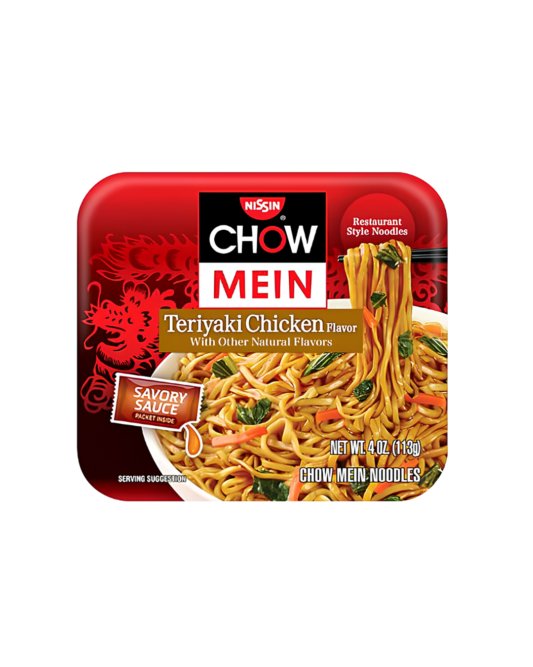 NISSIN CHOW MEIN NOODLES SPICY TERIYAKI BEEF FLAVOR, 4oz (113g) GNISSIN206TB