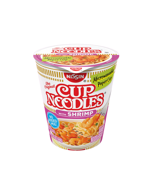 NISSIN CUP NOODLES SHRIMP FLAVOR RAMEN NOODLE SOUP, 2.5oz GNISSIN24S