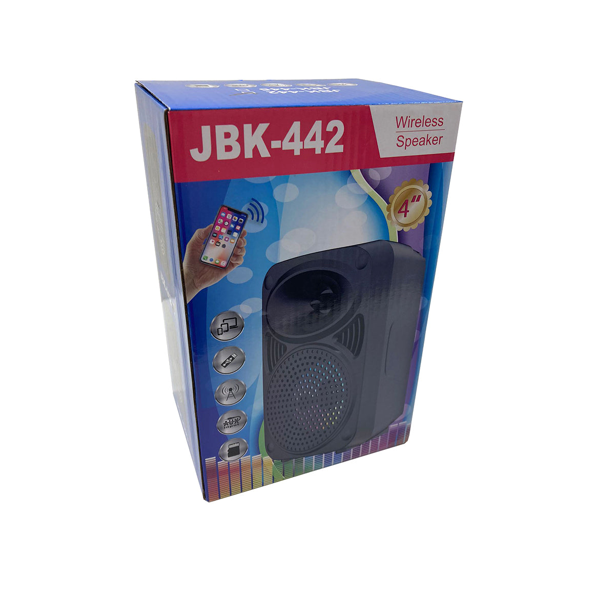 4" Wireless Speaker With USB/Tf Cards & Aux Inputs 500 mAh Multicolor Light On Speaker - R442