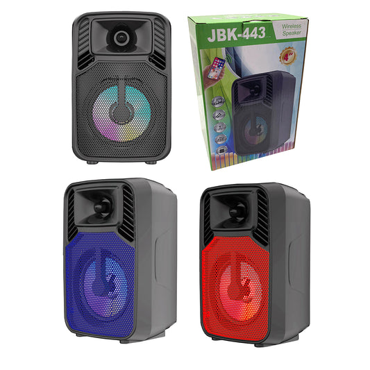 4" Wireless Speaker With USB/Tf Card & Aux Inputs 500 mAh Multicolor Light On Speaker - R443