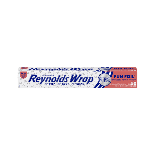 REYNOLDS WRAP FUN FOIL EMBOSSED HEARTS PATTERN, 24/50sq ft - REY1621