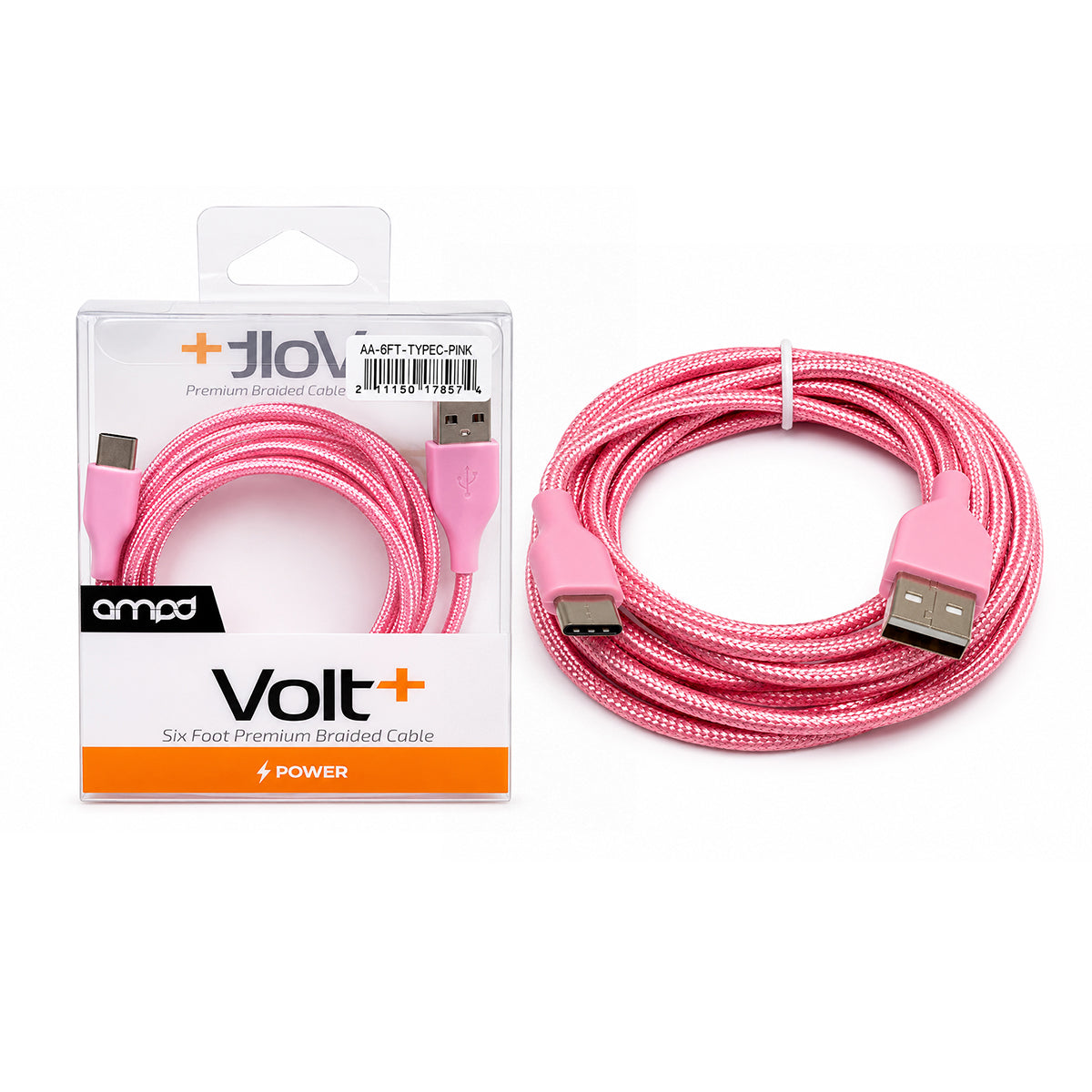 6 Ft Type C USB Braided Premium Cable (Pink) - Y574