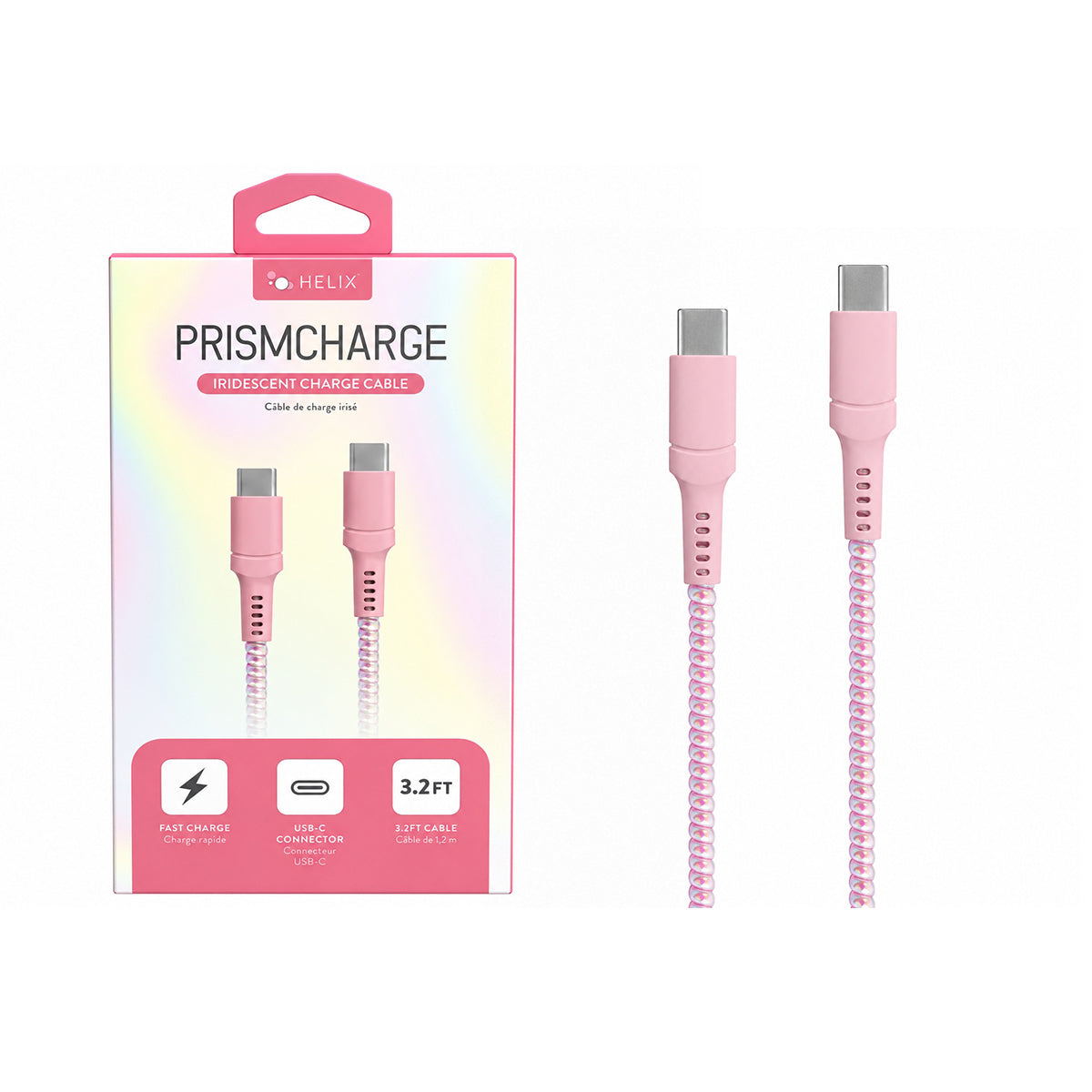 HELIX 3.2 Ft Type-C To C Premium Cable Connector Pink) - Y687
