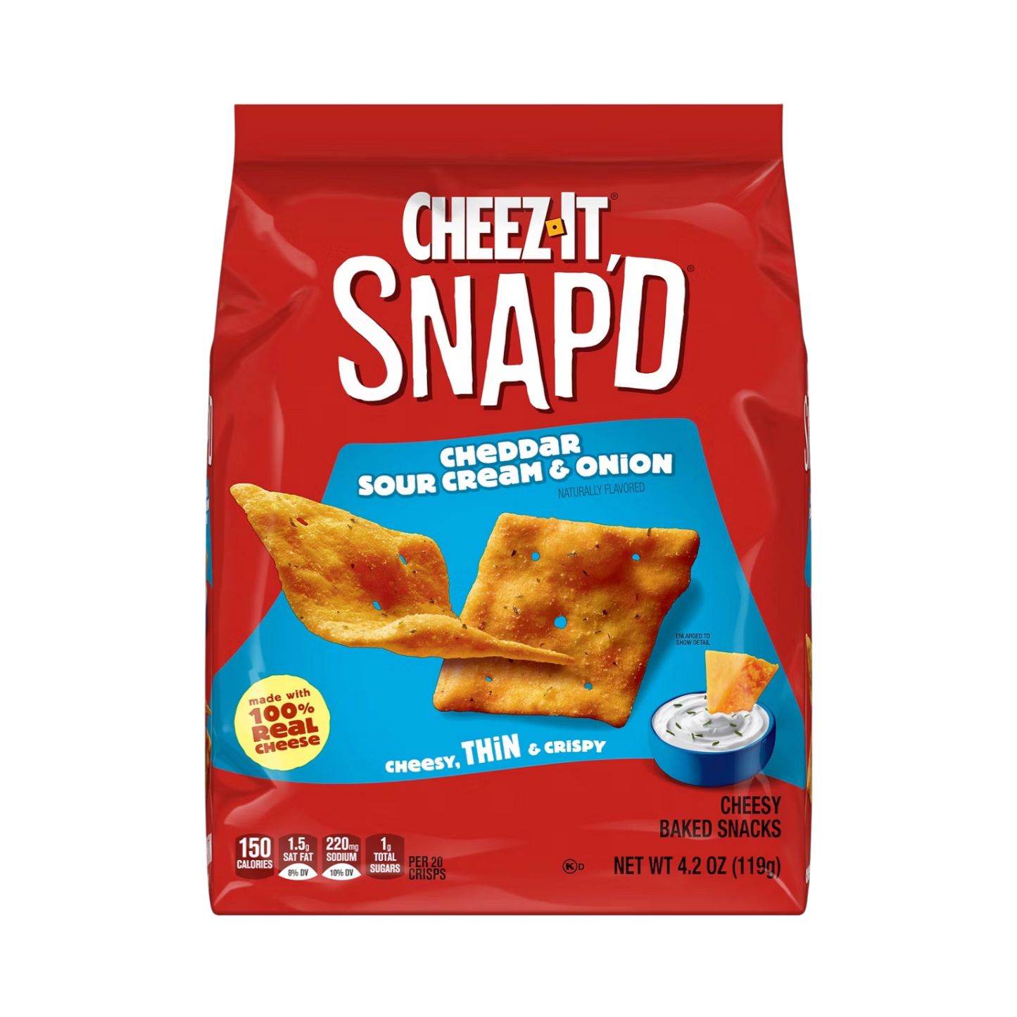 CHEEZ IT SNAPD CHEDDAR SOUR CREAM AND ONION, 4.2 oz [cs5/pk5]- GCHEEZIT